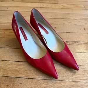 Bandolino Red Leather Kitten Heels
